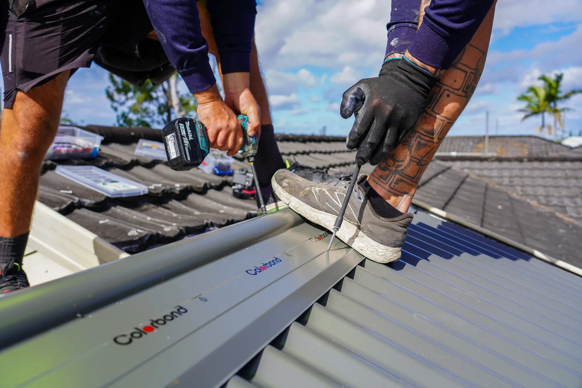 Roof replacement in progress at the Benowa project
