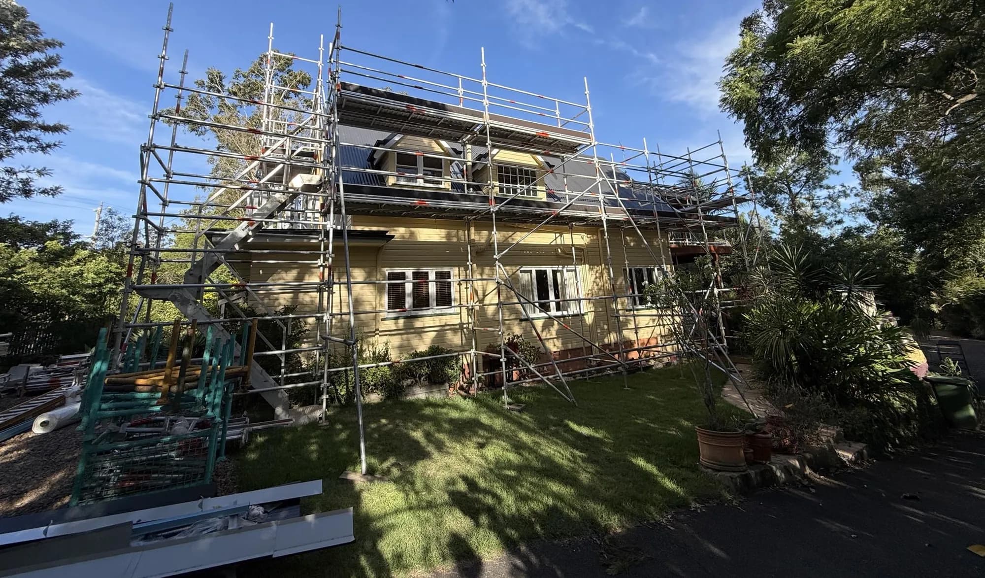 Waterford West home under full scaffold during its roof replacement